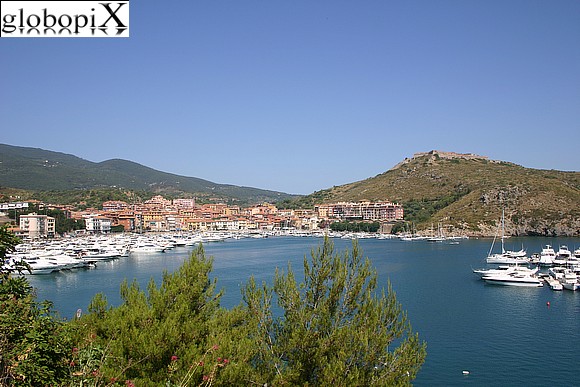 Argentario - Panorama of the harbour and Forte Stella