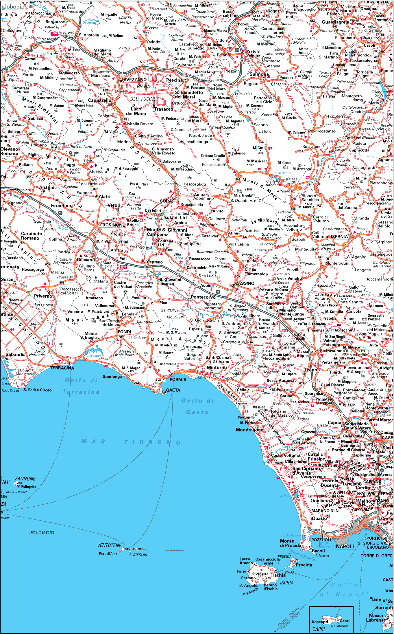 CARTINA CAMPANIA E NAPOLI