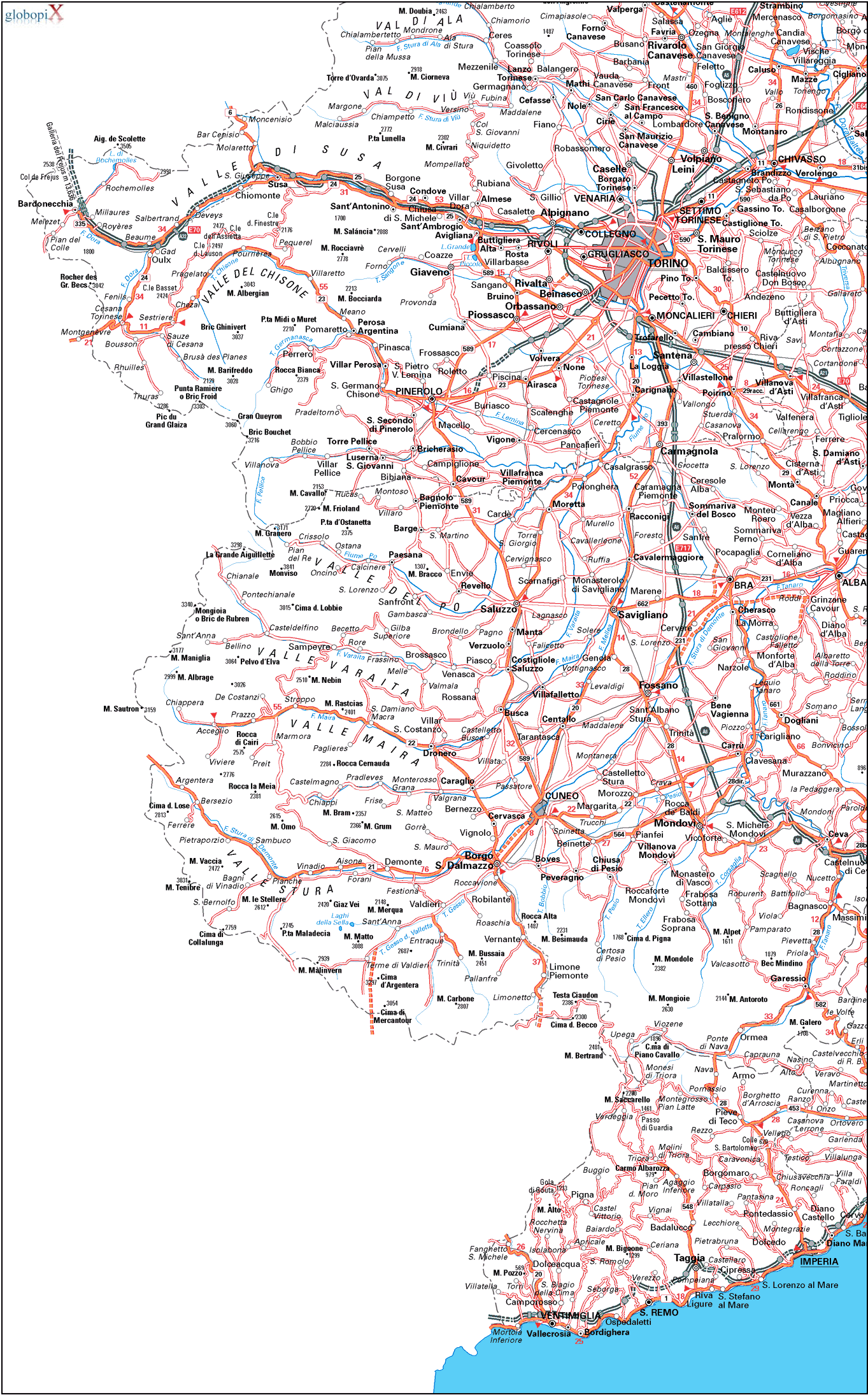 CARTINA PIEMONTE TORINO