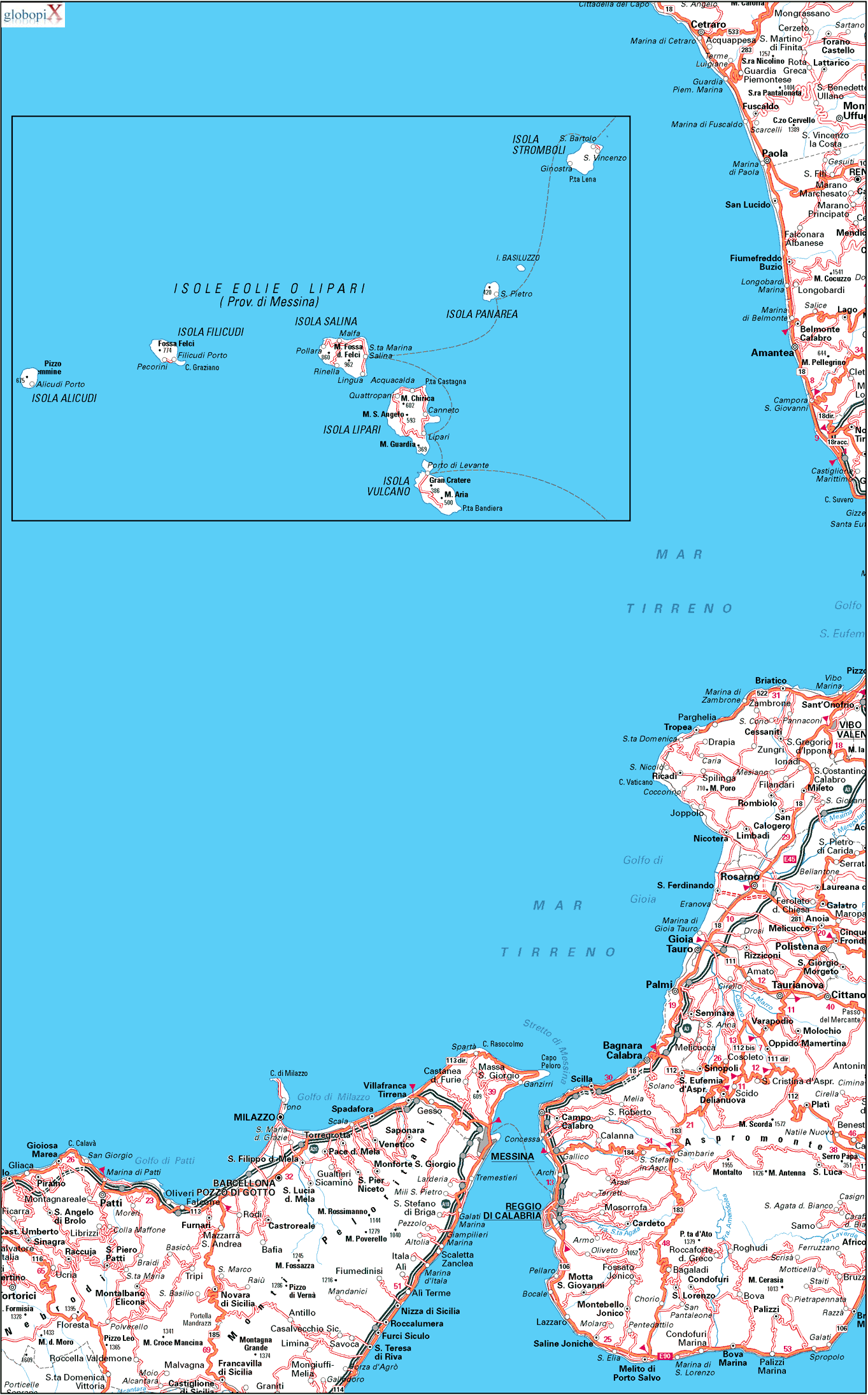 MAPPA ISOLE EOLIE