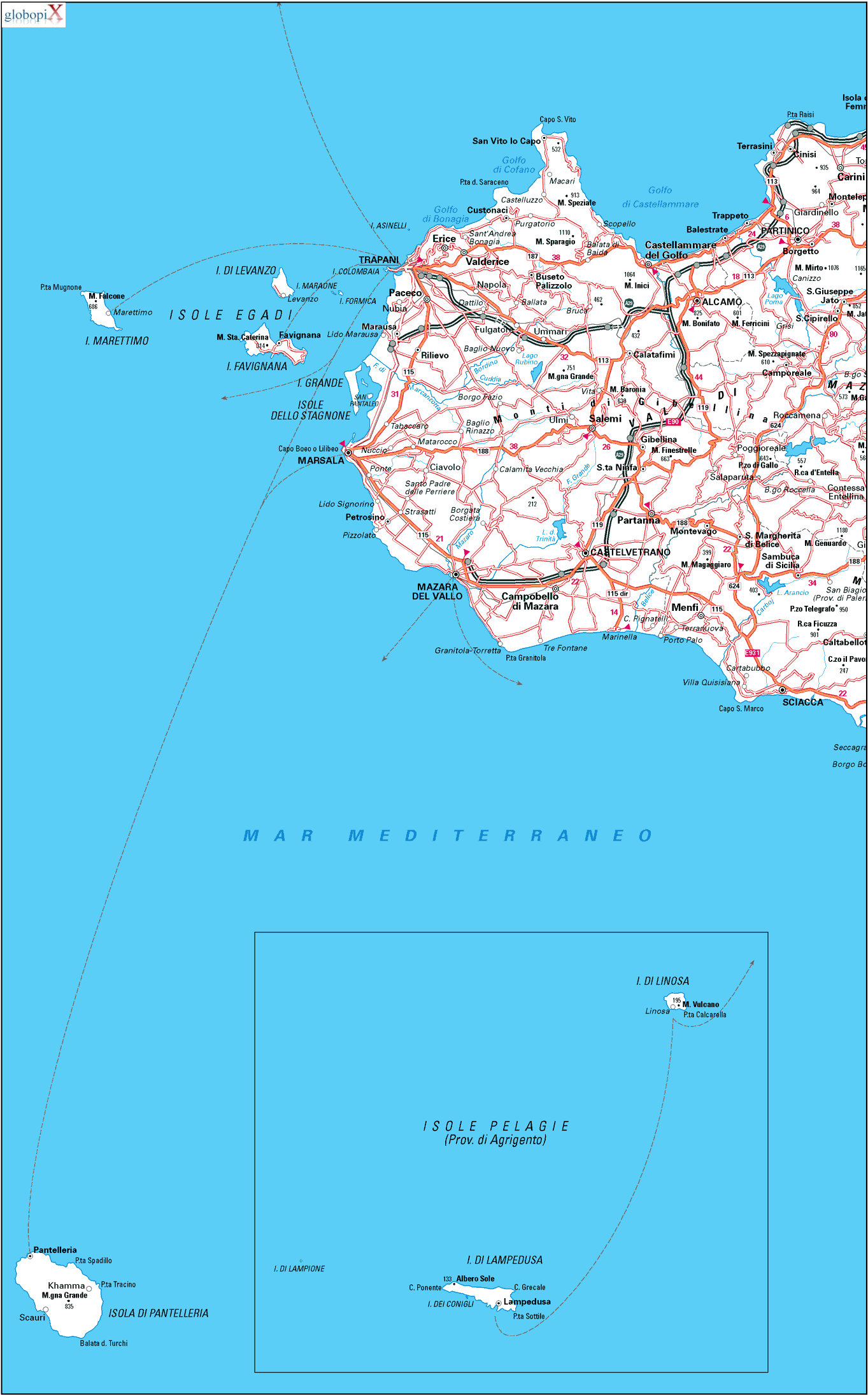 CARTINA SICILIA TRAPANI