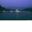 Photo: Panorama of Lake Como at night.