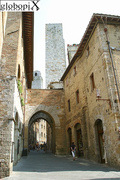 San Gimignano - The narrow streets of the historical centre.