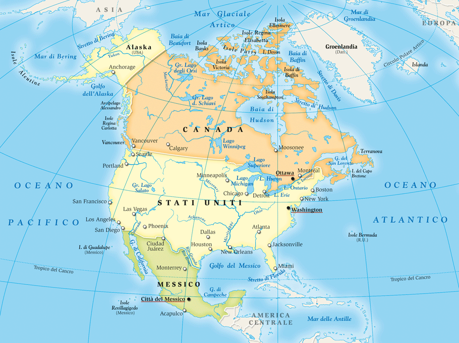 Cartina Nord America
