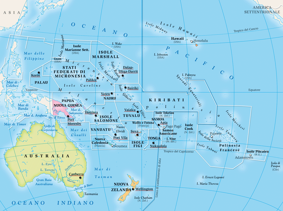 Oceania Cartina Geografica Fisica_ | Sommerkleider 2015